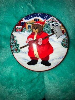 Mikasa Red Bear with Snow Shovel Holiday Trinket Box With Lid